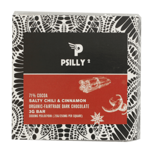 Psilly - Dark Chocolate Bar - Salty Chili & Cinnamon | Magic Mushroom Delivery Canada