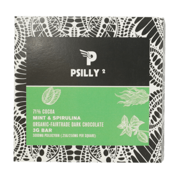 Psilly - Dark Chocolate Bar - Mint & Spirulina | Magic Mushroom Delivery Canada